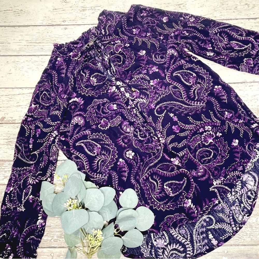 Mix by 41Hawthorn Floral Tie Neck 3/4 Sleeve Top